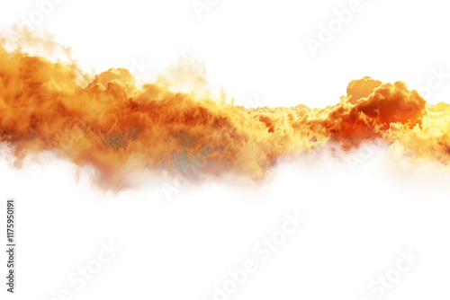 A dramatic sunset, where the sun sinks into the horizon, casting an array of warm colors across the sky isolated on transparent background photo