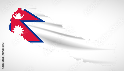 Nepal Map Silhouette with National Flag Design