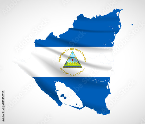 Nicaragua Map Silhouette with National Flag Design