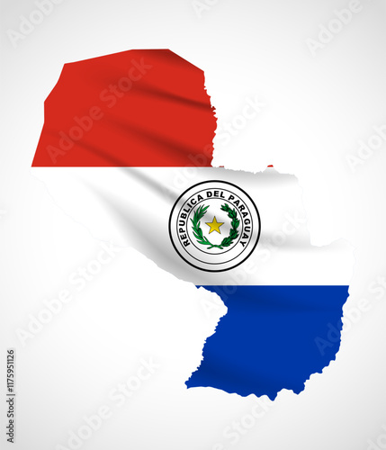 Paraguay Map Silhouette with National Flag Design