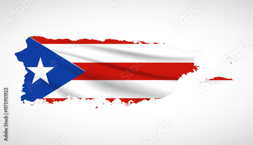 Puerto Rico Map Silhouette with National Flag Design