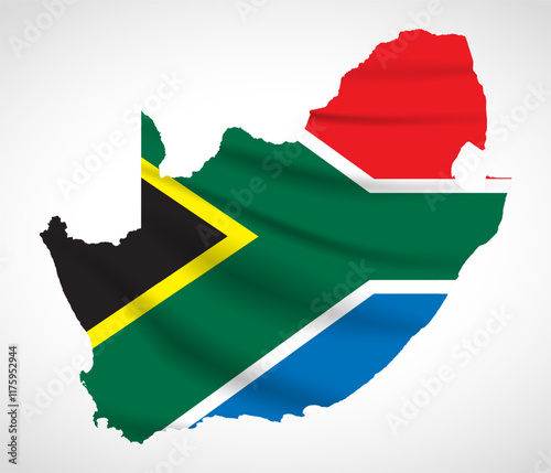 South Africa Map Silhouette with National Flag Design