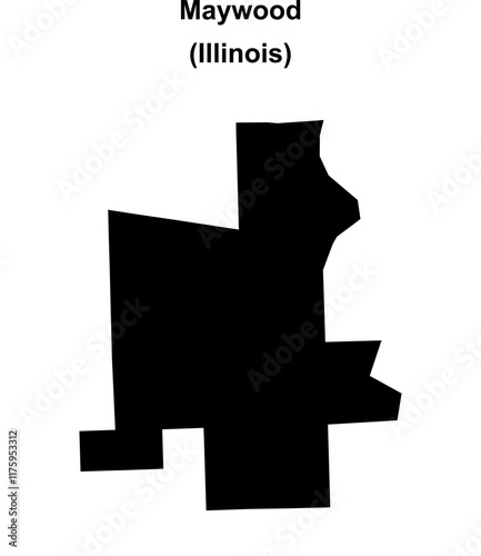 Maywood (Illinois) blank outline map photo