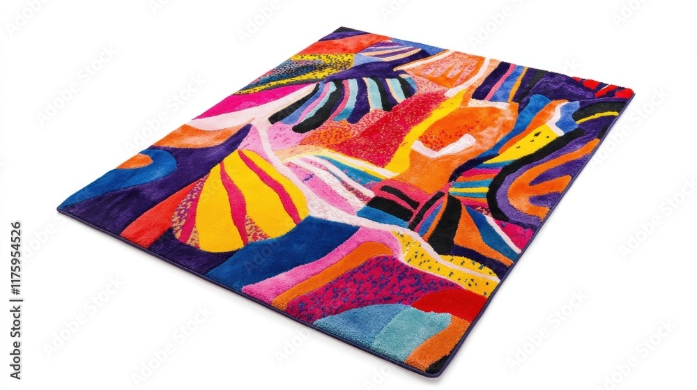 Colorful abstract rug with vibrant shapes and textures. Colorful abstract rug with vibrant shapes and textures.