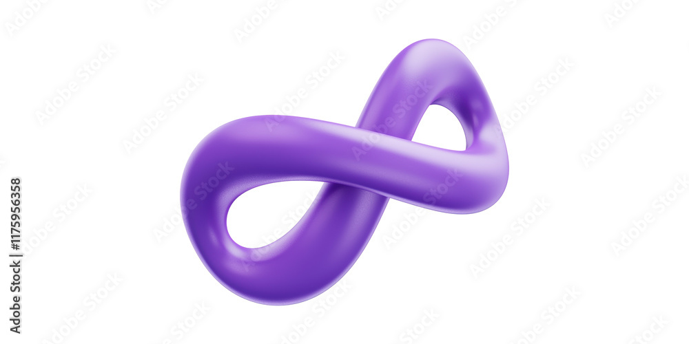 Purple infinity symbol isolated on transparent background
