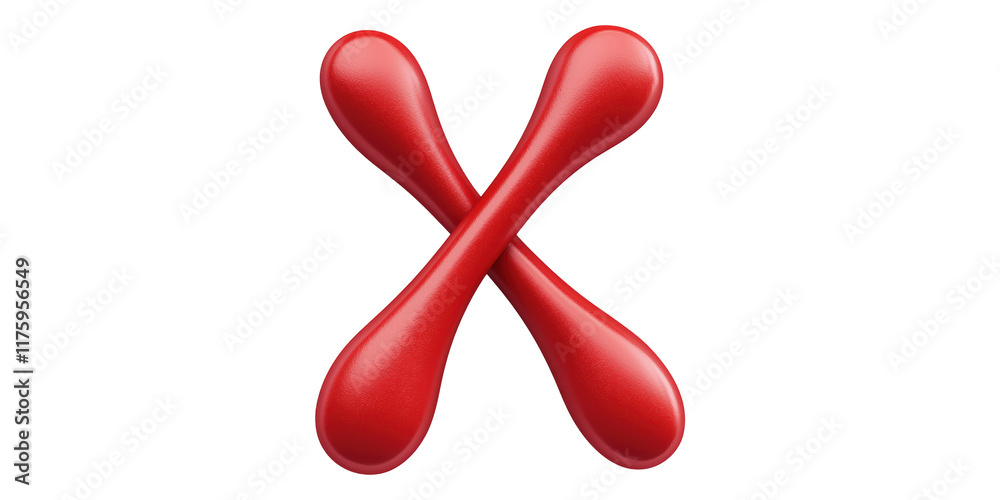 Red glossy x shape 3d design isolated on transparent background Red glossy x shape 3d design isolated on transparent background