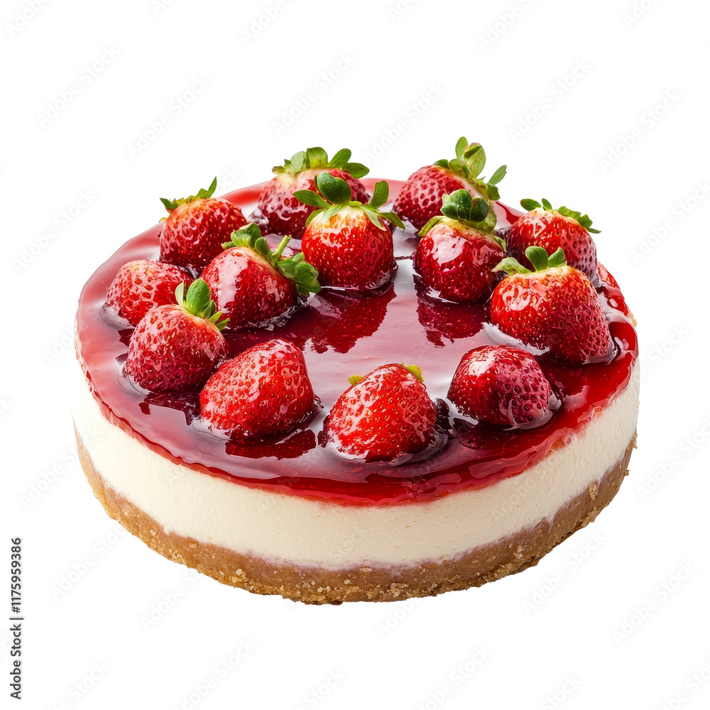 Delicious strawberry cheesecake with fresh strawberries on a transparent background perfect for dessert lovers, strawberry cheesecake isolated on transparent background Delicious strawberry cheesecake with fresh strawberries on a transparent background perfect for dessert lovers, strawberry cheesecake isolated on transparent background