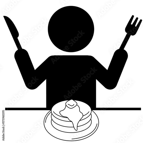 パンケーキを食べる人のピクトグラム