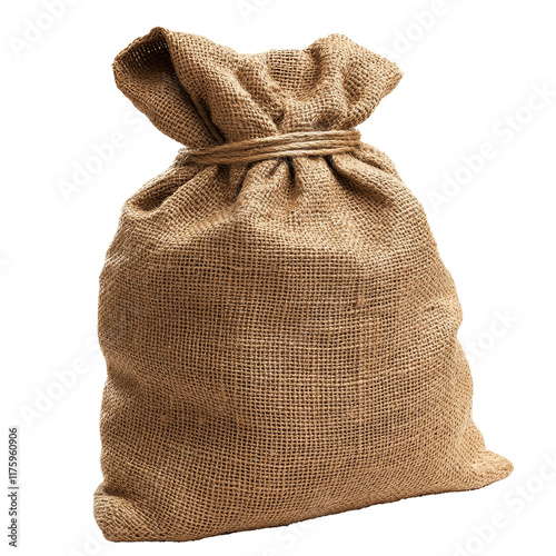 An empty burlap sack used for storage or carrying various goods in a simple yet practical design, Empty burlap sack