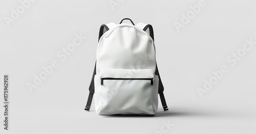 White blank textile backpack mockup in front, isolated against a white backdrop, Generative AI.