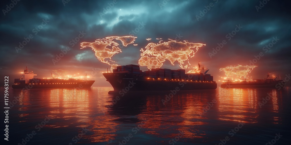 Fototapeta premium A stunning world map glowing