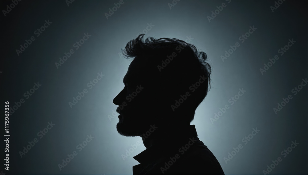 Silhouette of a man against a softly lit background creating a striking visual contrast Silhouette of a man against a softly lit background creating a striking visual contrast