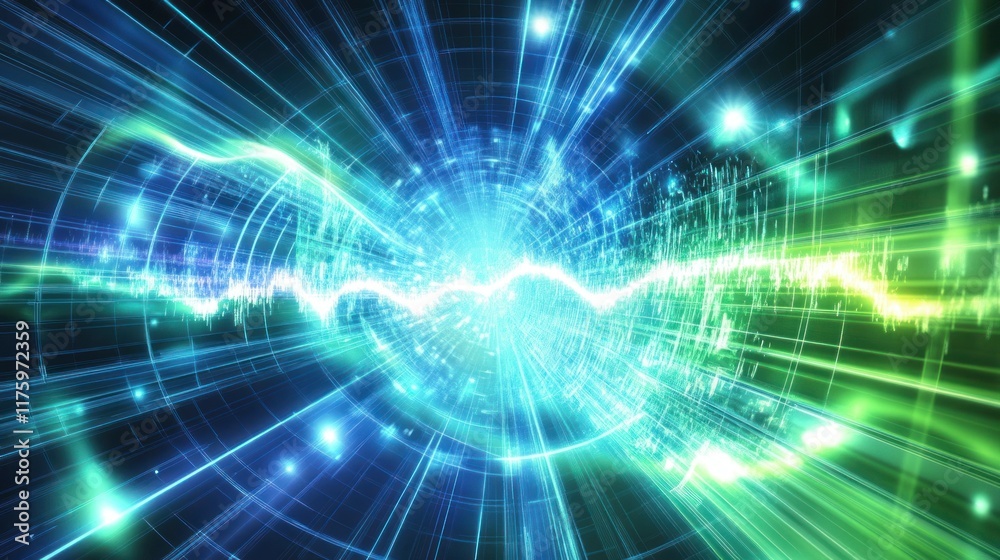 Abstract Energy Wave Concept Representing Dynamic Motion and Vibrant Light in a Futuristic Digital Space with Radiant Colors and Geometric Patterns Abstract Energy Wave Concept Representing Dynamic Motion and Vibrant Light in a Futuristic Digital Space with Radiant Colors and Geometric Patterns