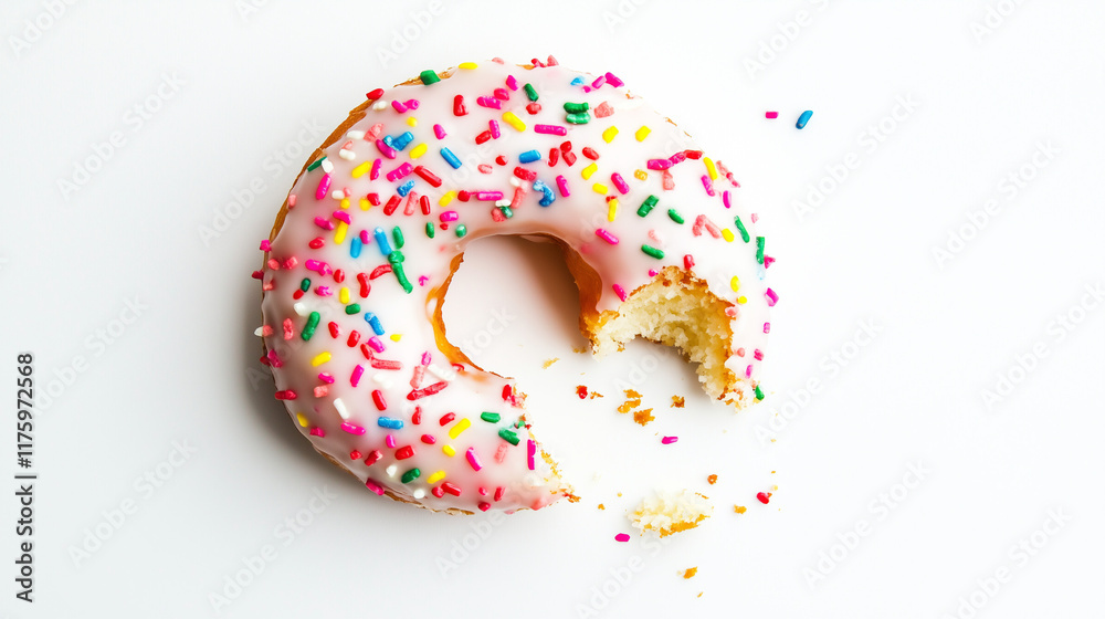 Doughnut with a missing bite isolated on a white background Doughnut with a missing bite isolated on a white background
