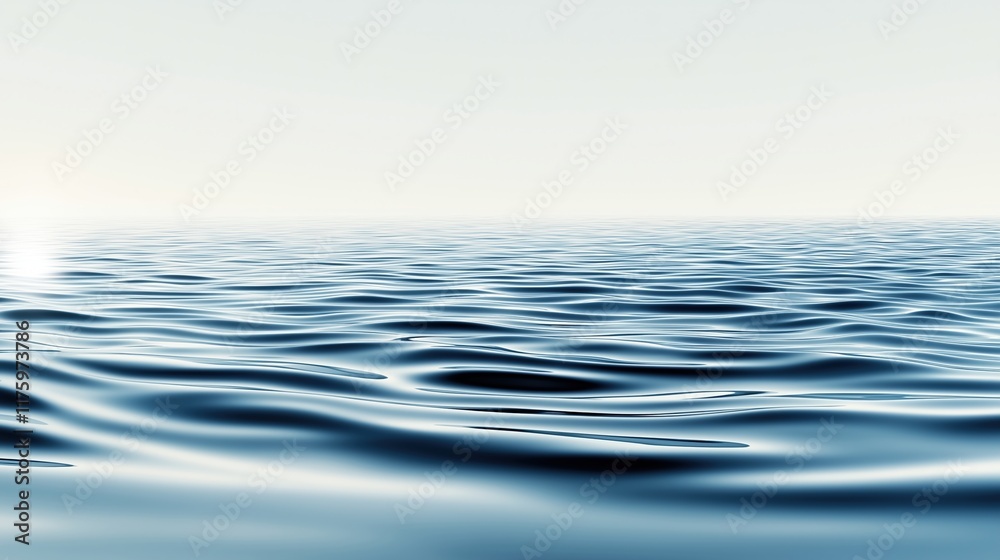 Naklejka premium Smooth ripples on water surface with soft lighting. tranquility and relaxation concept