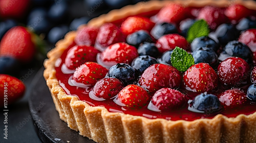 Delicious Strawberry Blueberry Tart With Glaze Delicious Strawberry Blueberry Tart With Glaze