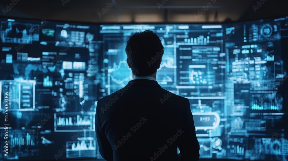 Businessman utilizing digital tools to analyze sales data for innovative marketing strategies Businessman utilizing digital tools to analyze sales data for innovative marketing strategies