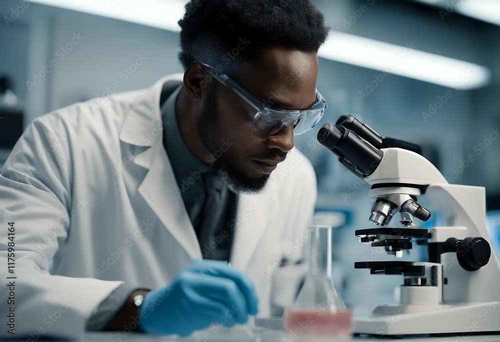 black microscope medical looking male scientist development portrait laboratory anal black microscope medical looking male scientist development portrait laboratory anal