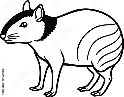 Agouti cute animal in colorful cartoon style isolated on white background. Vector graphics.