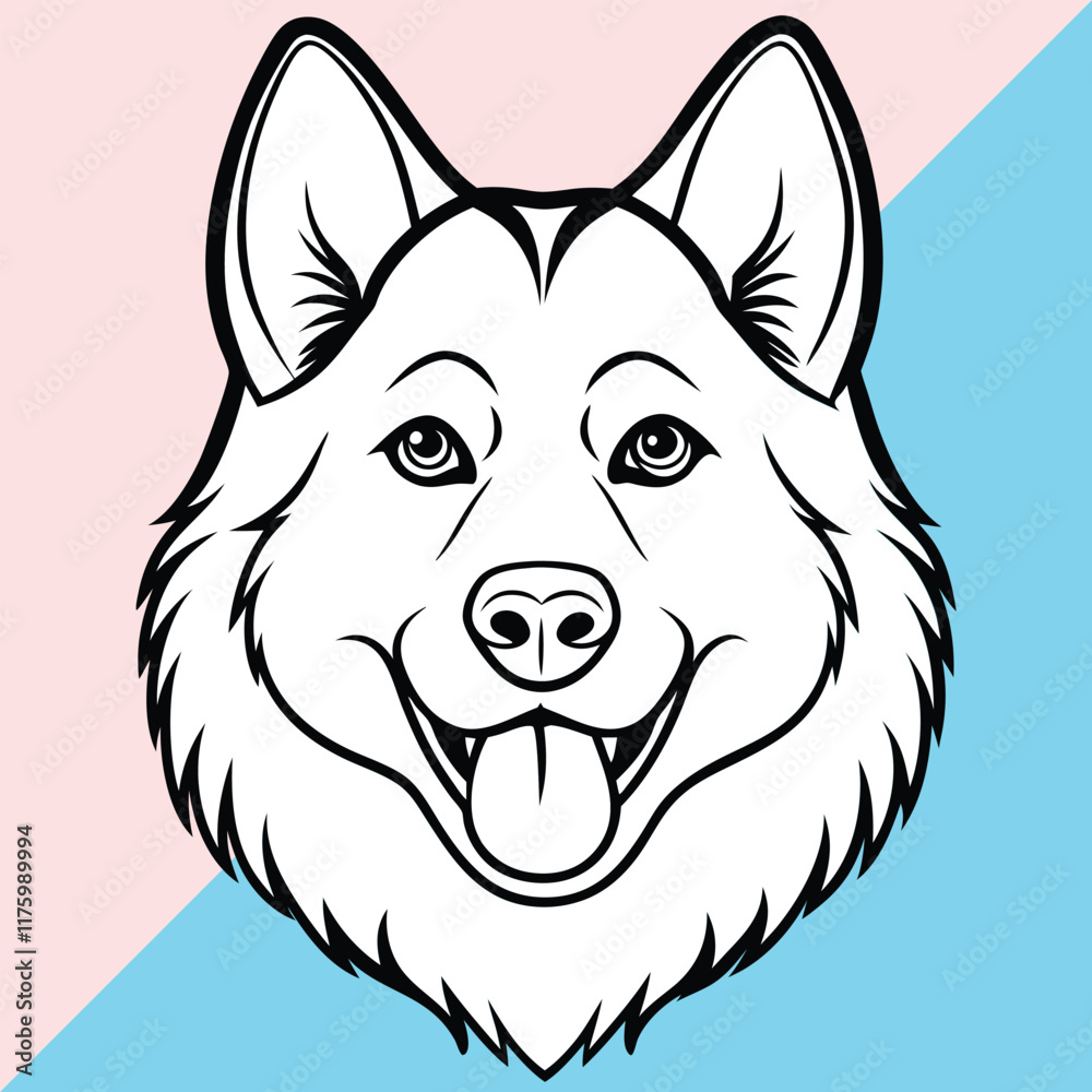 Fototapeta premium Alusky hand drawing vector isolated on white background. vector illustration of wolf. 
