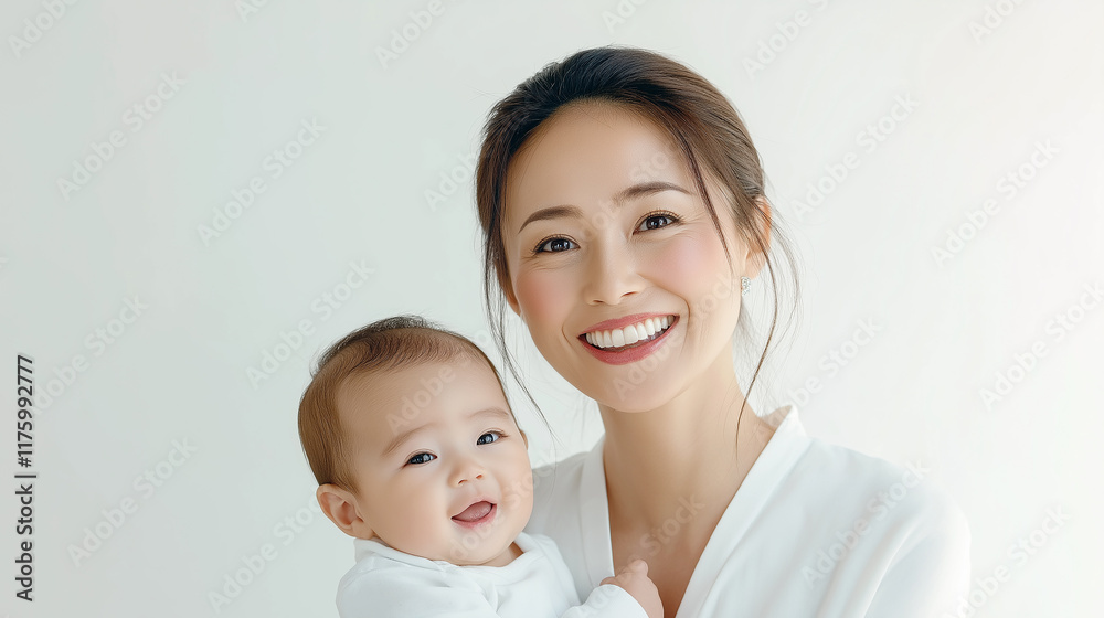 Happy mother holding and smiling with her baby Happy mother holding and smiling with her baby