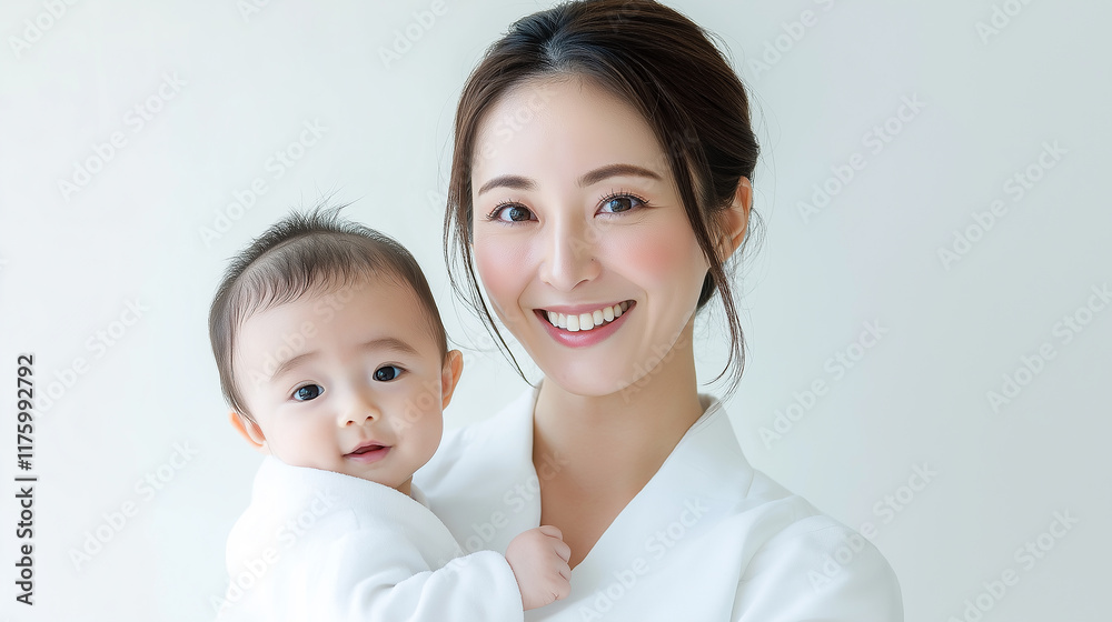 Happy mother holding and smiling at her baby Happy mother holding and smiling at her baby