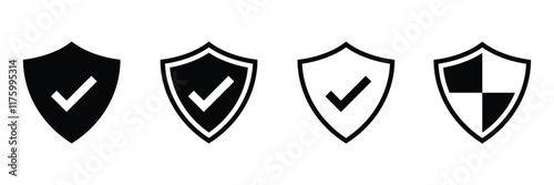 Set of security shield protection icon collection. Protection secure lock. Security shields logotypes symbol. Vector Illustration.