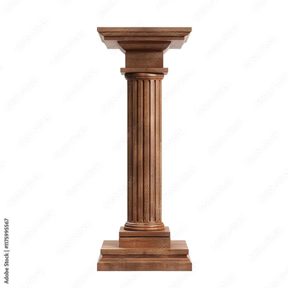Fototapeta premium Wooden Pillar on Transparent Background