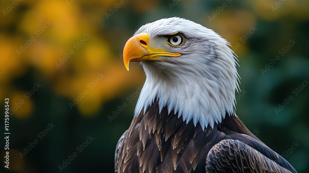 Fototapeta premium Majestic bald eagle portrait, sharp focus.