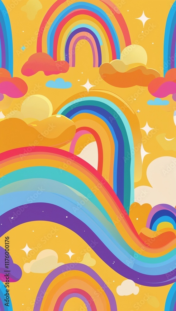 Retro rainbow pattern background in yellow pattern background Retro rainbow pattern background in yellow pattern background