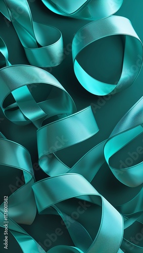 Swirling ribbon pattern background in teal pattern background