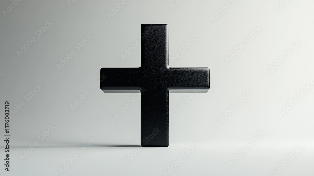 Fototapeta premium Black cross symbol on a light background.