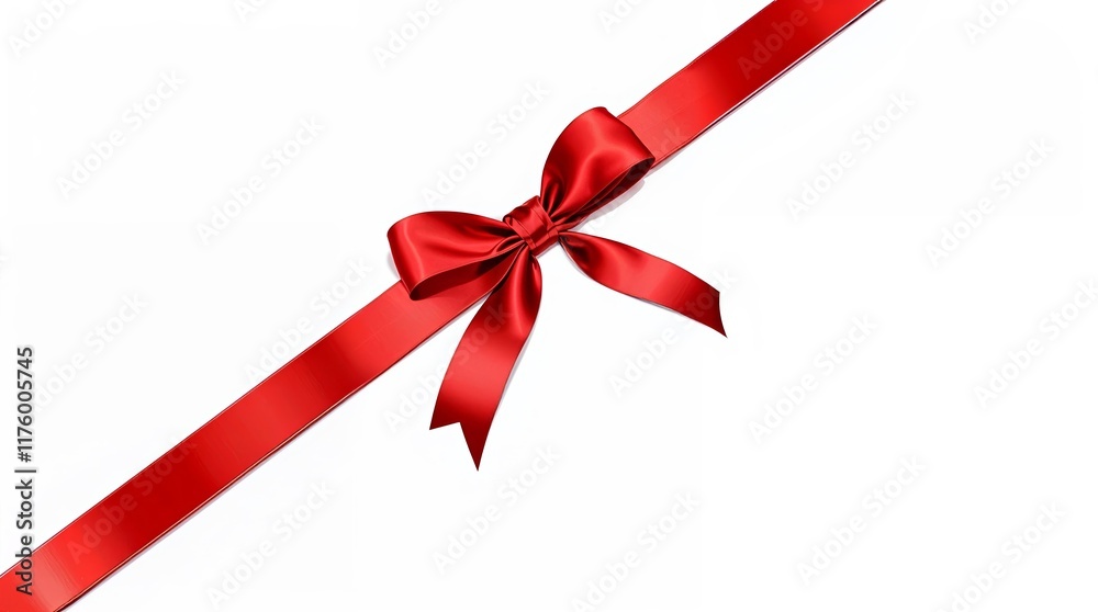 Elegant red satin ribbon bow on white background Elegant red satin ribbon bow on white background