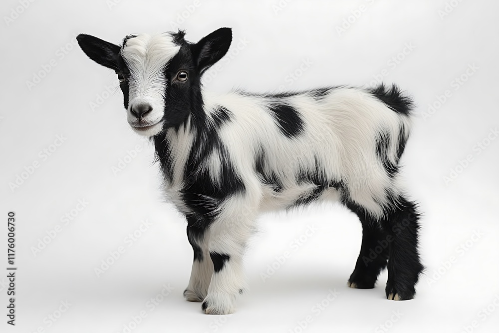Adorable Black And White Baby Goat Portrait Adorable Black And White Baby Goat Portrait