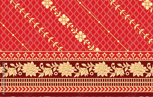 A handwoven textile-inspired design, incorporating ethnic embroidery stitches and floral motifs, suited for artisanal wallpaper and handcrafted wrapping paper.