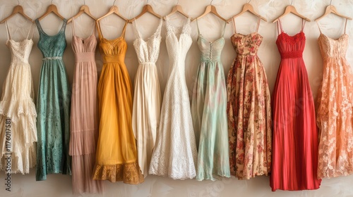 Wallpaper Mural Colorful collection of vintage style dresses on a neutral background. Torontodigital.ca