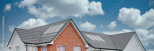 Solar panels installed on home roofs at new housing development