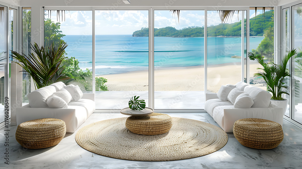 Obraz premium Coastal Living Room with Ocean View