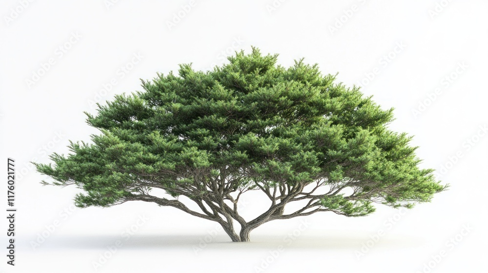 Fototapeta premium Lush green tree isolated on white background.