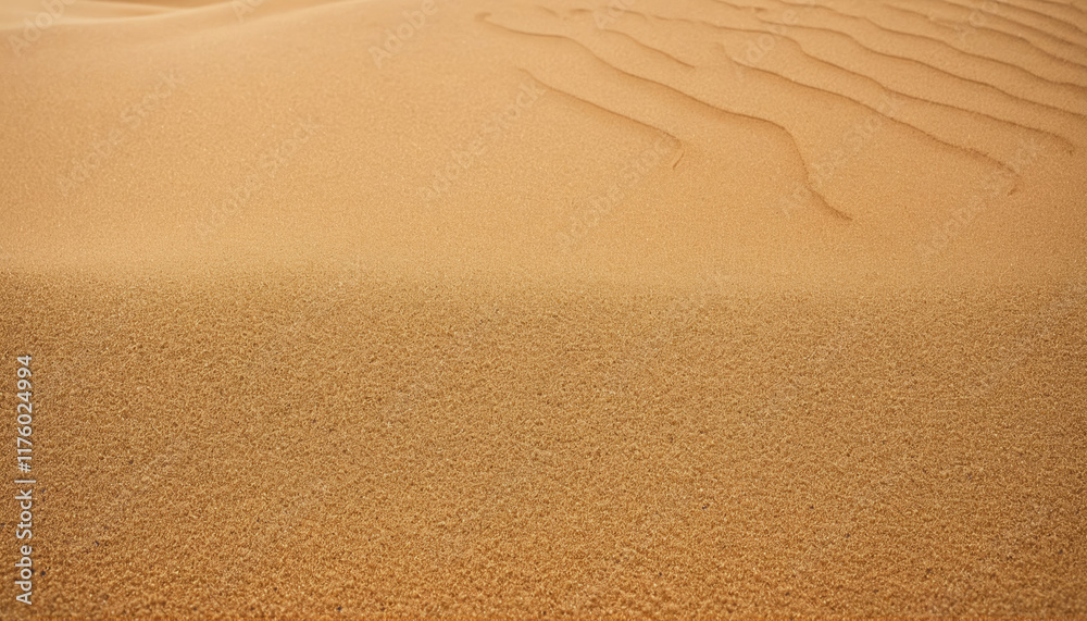 Sand dunes stretch endlessly under a clear blue sky at midday in a serene desert landscape Sand dunes stretch endlessly under a clear blue sky at midday in a serene desert landscape