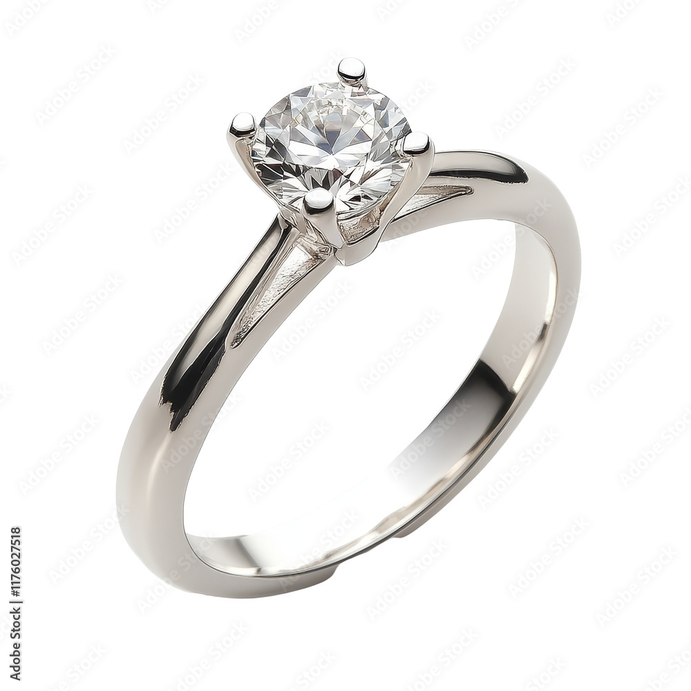 Elegant silver engagement ring with a sparkling diamond on a clean transparent background, engagement silver ring transparent background Elegant silver engagement ring with a sparkling diamond on a clean transparent background, engagement silver ring transparent background