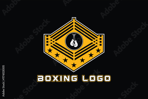 Logo for boxing with two gloves and ring.