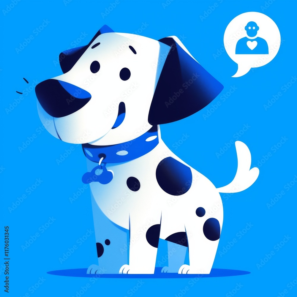 Minimalistic Flat Design of Upright Dog with Black Dots, Video Call App Icon, Exaggerated Proportions, and Vibrant Colors Minimalistic Flat Design of Upright Dog with Black Dots, Video Call App Icon, Exaggerated Proportions, and Vibrant Colors