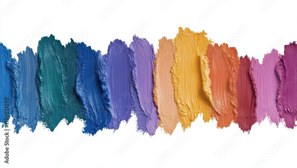 Naklejka premium 色とりどりのアクリル絵具が並ぶアート作品の表現