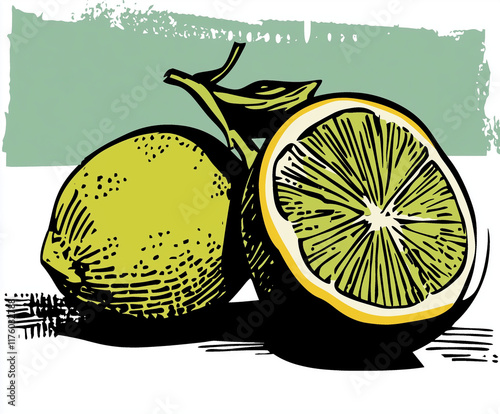 Green lime vintage ink stamp