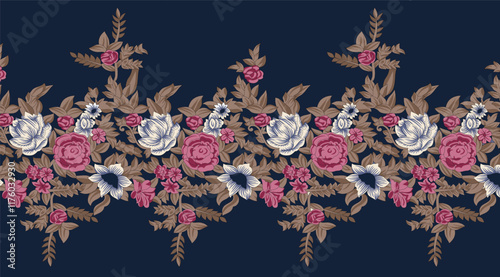 A modern take on floral prints with geometric divisions, offering a fresh, artistic approach to wallpaper and gift wrap designs.