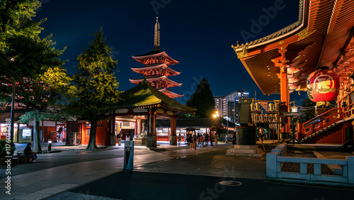 Photography Tokyo, Japan - 07.04.2024: Senso-Ji temple in Asakusa at Night