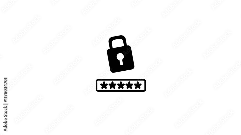 lock icon animation with pin. Motion graphics video motion animated. isolated white background. 