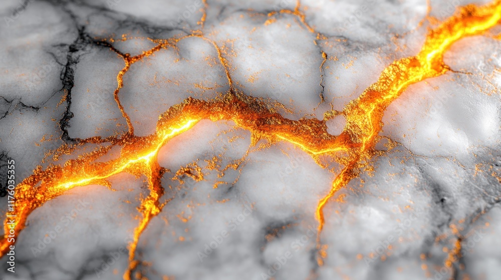 Molten lava flowing through cracked marble. Molten lava flowing through cracked marble.