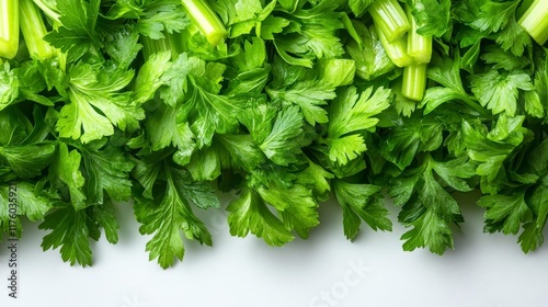 Celery Leaves on White Background. Generative AI photo